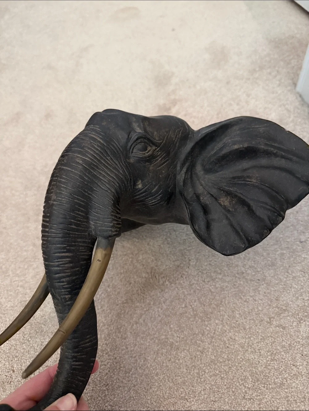 Hobby Lobby Black Elephant Head Wall Hook with Gold Tusks